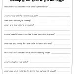 Getting To Know Your Child Printable Sheet. Could Give To Parents As   Get Out Of Homework Free Pass Printable