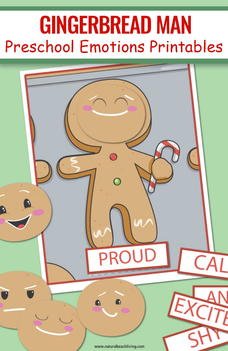 Gingerbread Man Preschool Emotions Printables - Natural Beach Living - Free Printable Gingerbread Man Activities