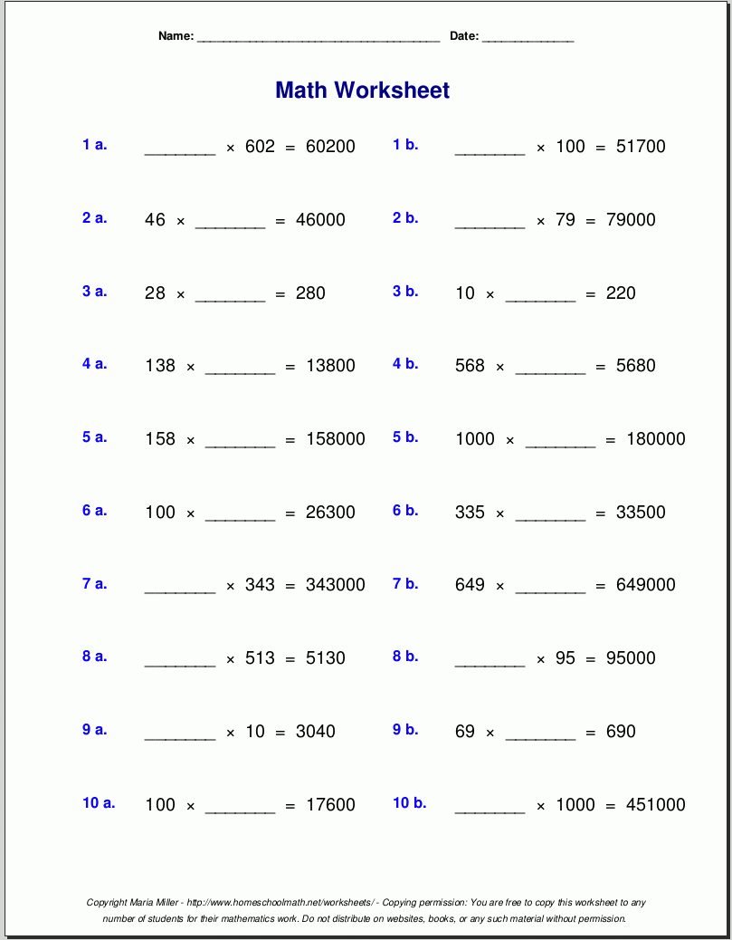 Grade 5 Multiplication Worksheets - Free Printable Math Worksheets 6Th Grade Order Operations