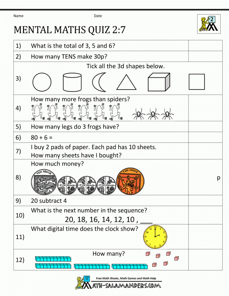 Grade Mental Math Worksheets 2 Pics Free Printable Worksheet Maths - Free Printable Worksheets On Africa