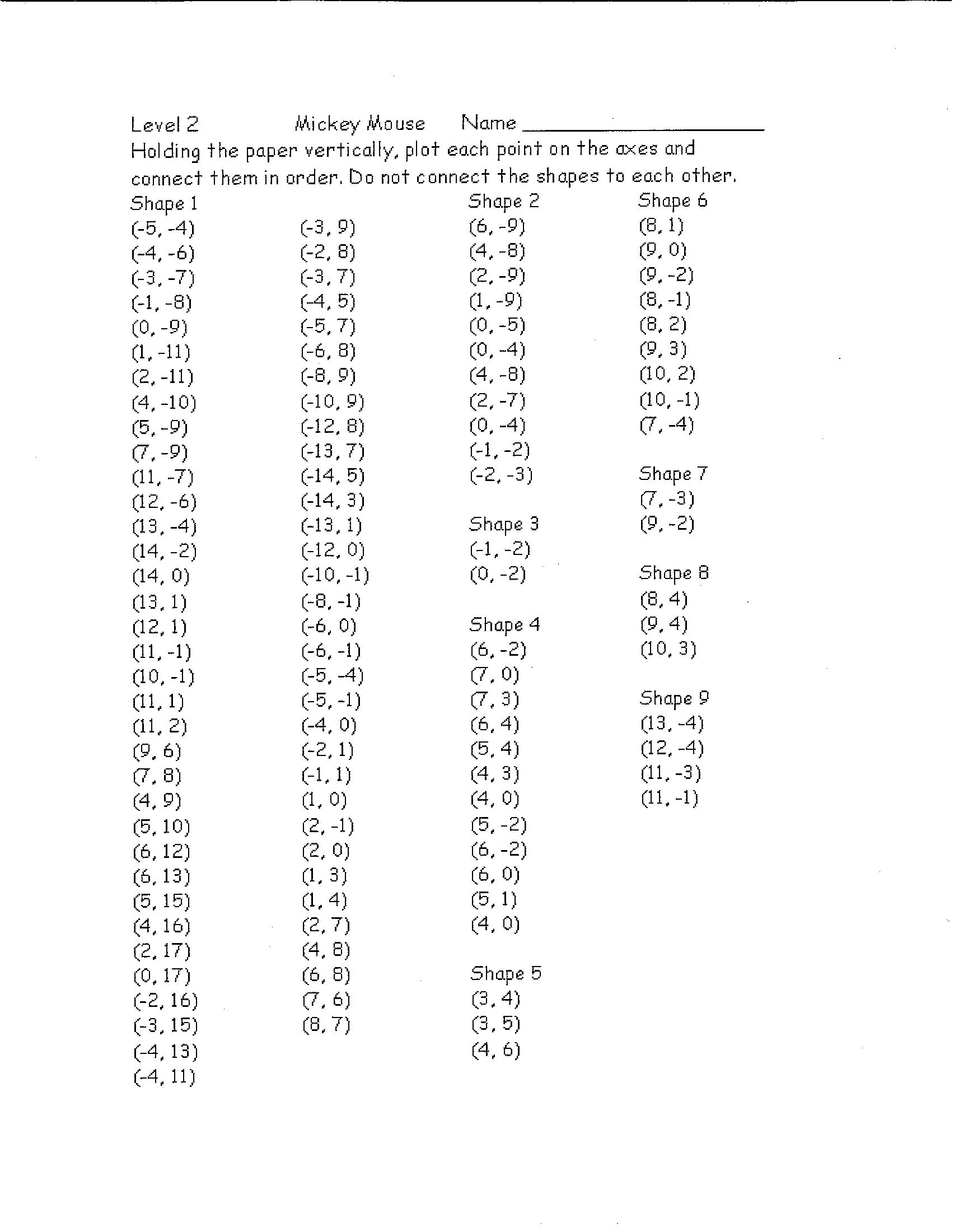 Graph Paper Coordinate Plane Worksheets | Higher Level Math - Free Printable Coordinate Graphing Pictures Worksheets