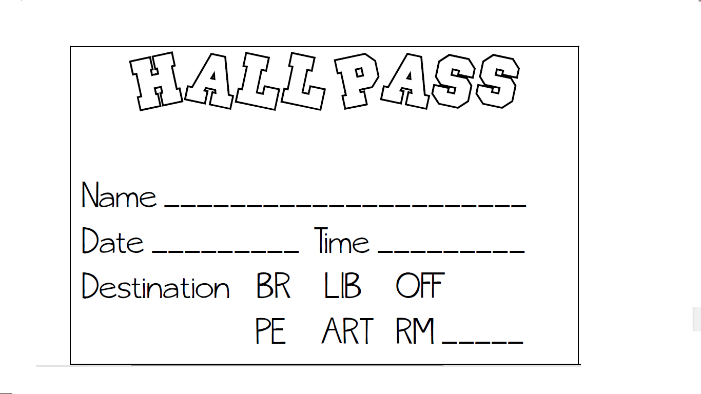 Free Hall Pass Template Word Document