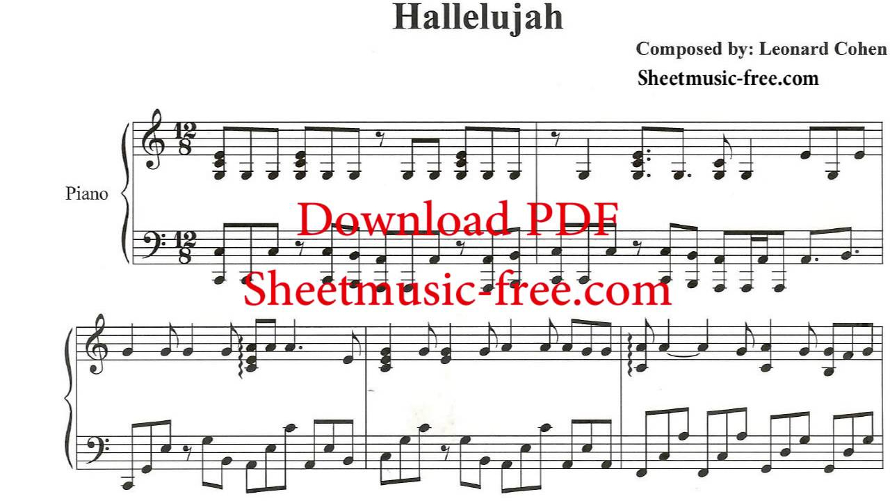 Hallelujah Piano Sheet Music Leonard Cohen - Youtube - Hallelujah Piano Sheet Music Free Printable