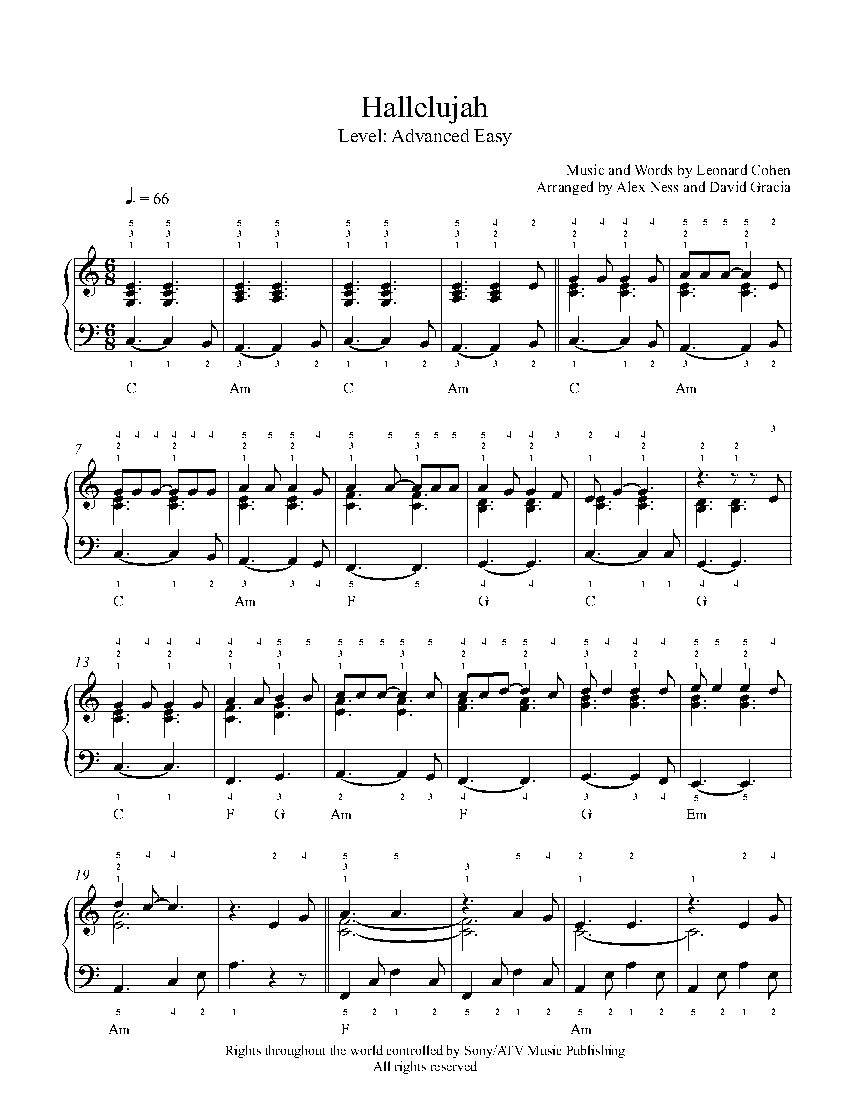Hallelujahjeff Buckley Piano Sheet Music | Advanced Level - Hallelujah Piano Sheet Music Free Printable