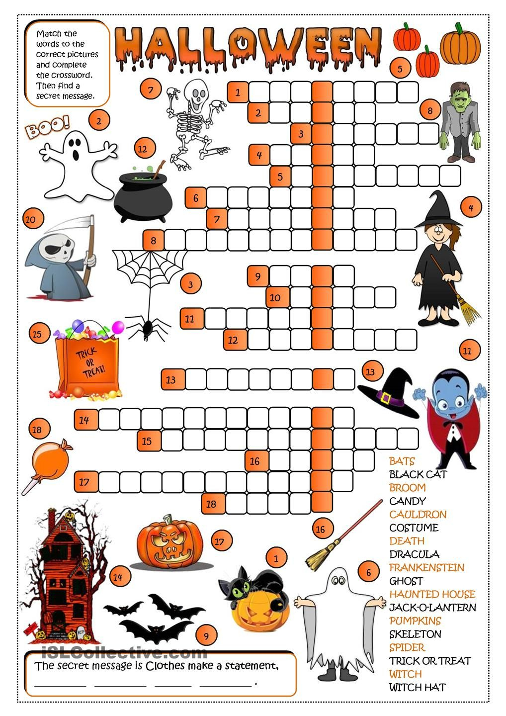 Halloween - Crossword … | Halloween Activities | Pinte… - Halloween Crossword Printable Free