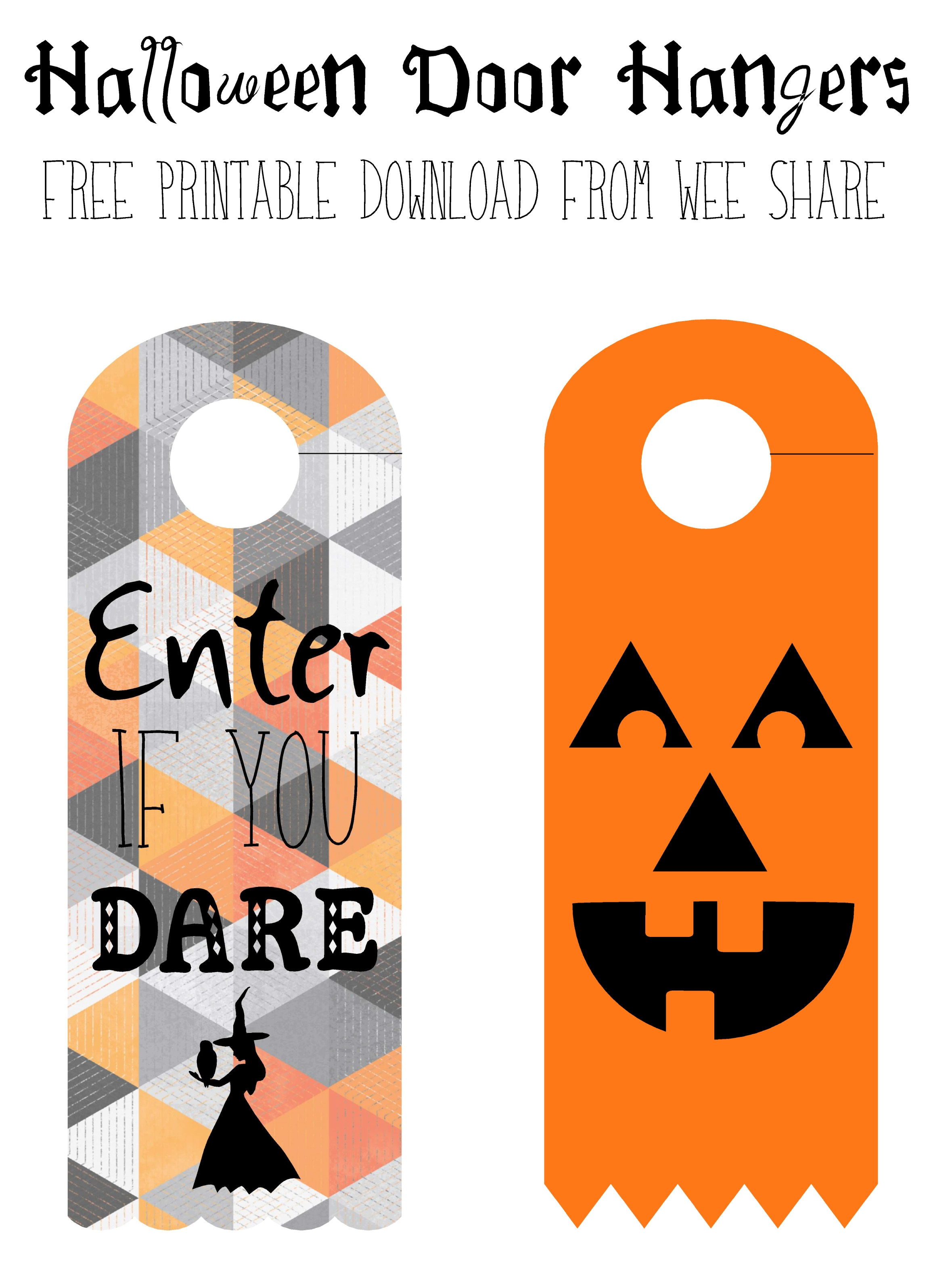 Halloween Door Knob Hanger Template Printable Halloween Door Hangers - Halloween Door Hangers Free Printable