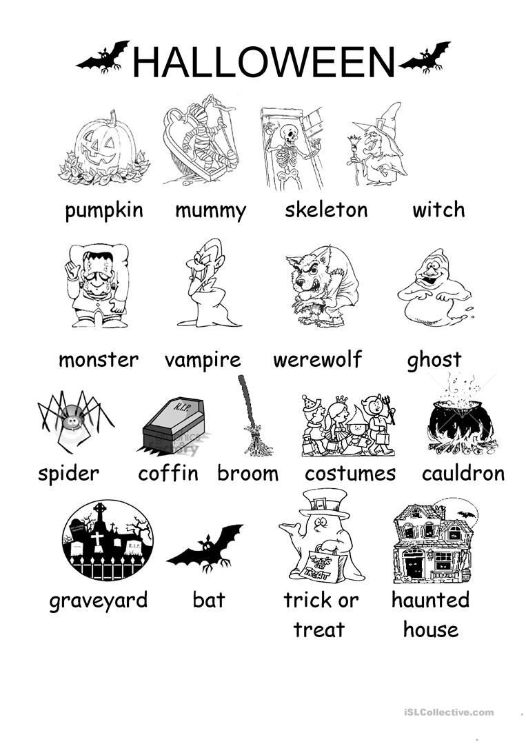 Halloween Vocabulary Printables | Halloween Arts - Free Printable French Halloween Worksheets