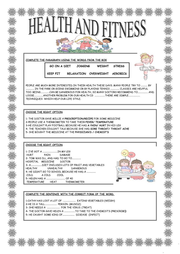 Health And Fitness Worksheet - Free Esl Printable Worksheets Made - Free Printable Fitness Worksheets