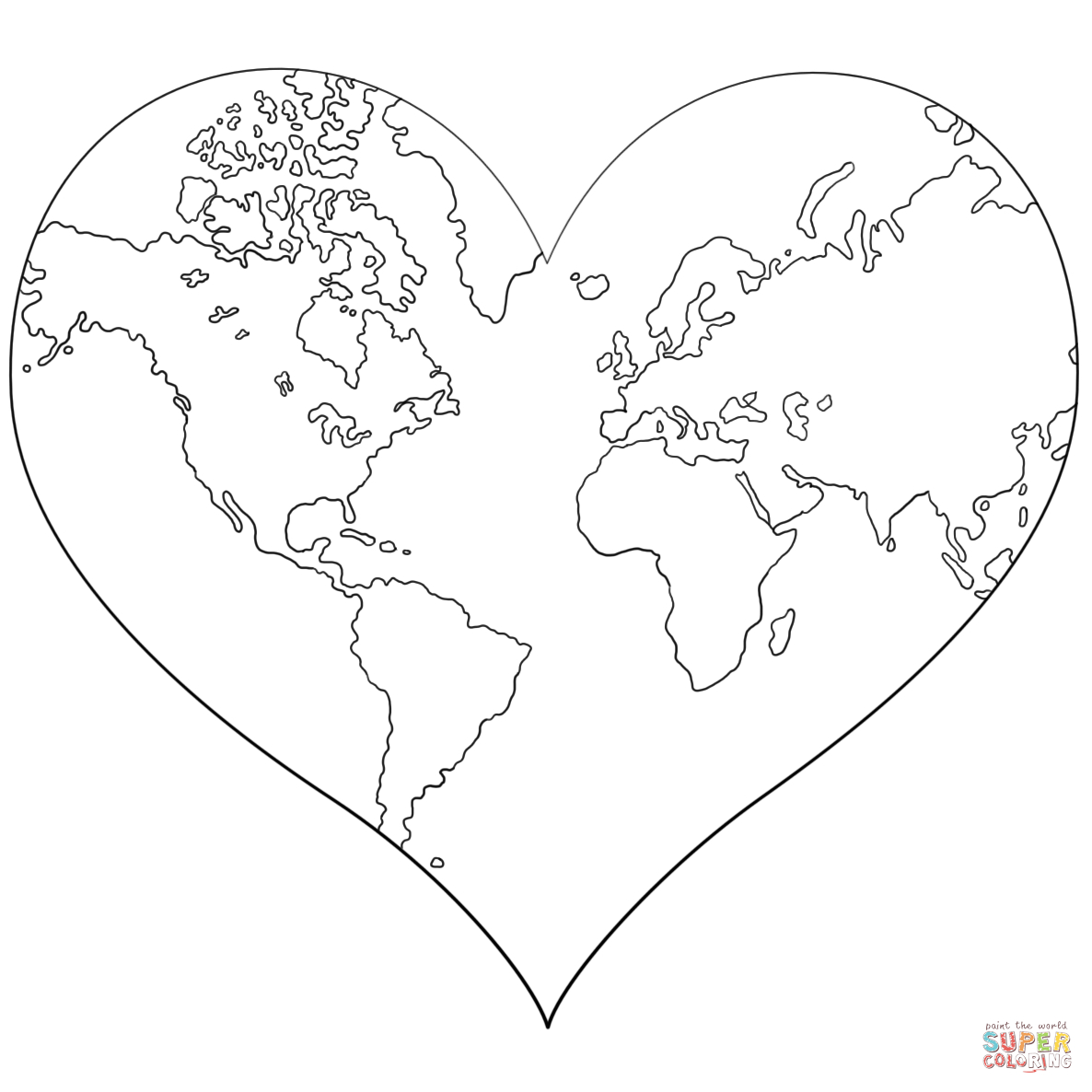 Heart Shaped Earth Coloring Page | Free Printable Coloring Pages - Earth Coloring Pages Free Printable