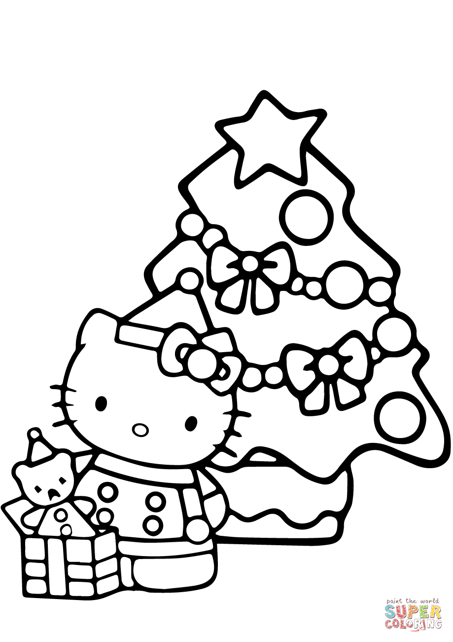 Hello Kitty Christmas Coloring Page | Free Printable Coloring Pages - Free Printable Christmas Cartoon Coloring Pages