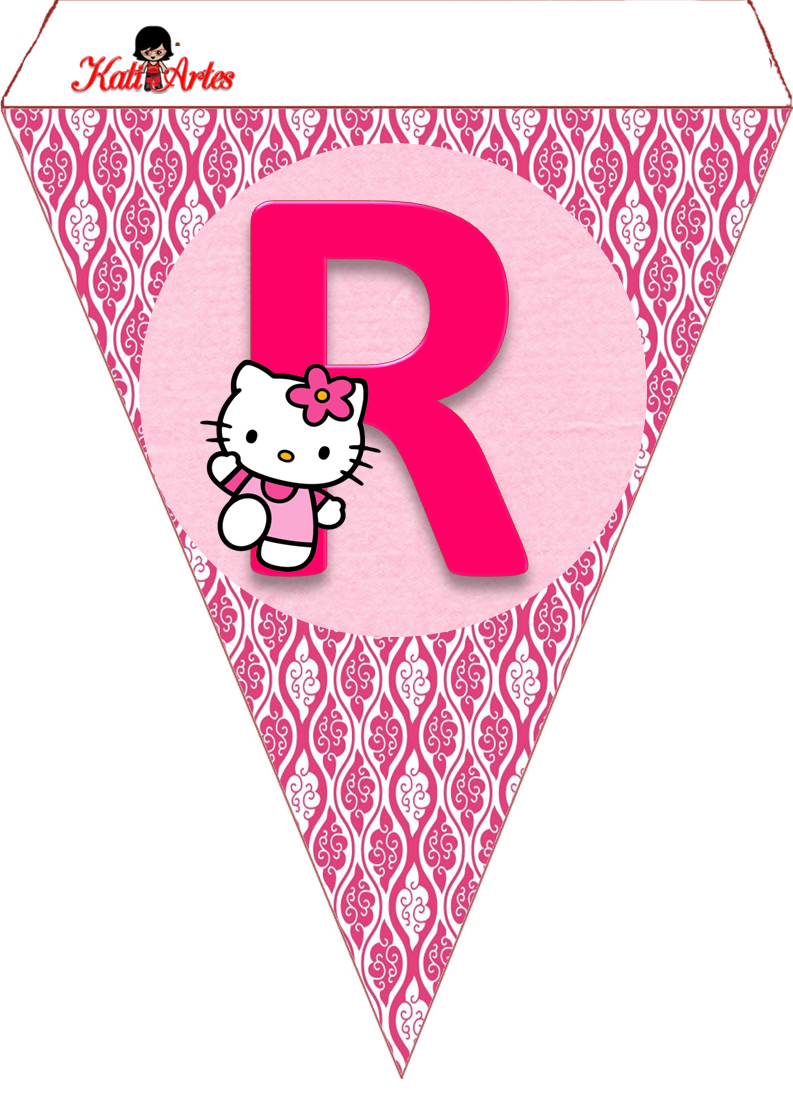 Hello Kitty Free Printable Bunting. Banderines De Hello Kitty - Free Printable Hello Kitty Alphabet Letters