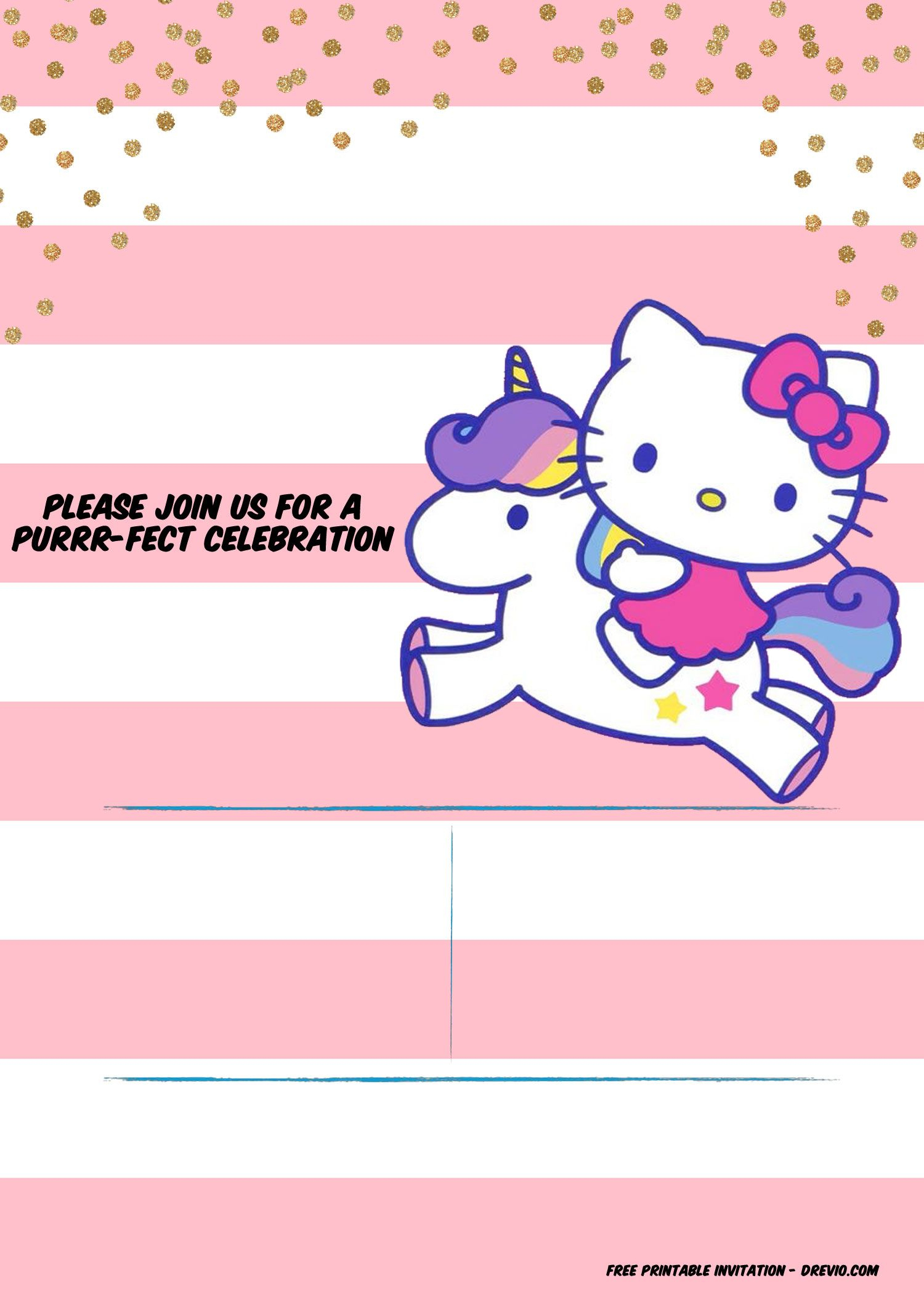 Hello Kitty Invitation Template - Portrait Mode | Free Printable - Free Printable Hello Kitty Baby Shower Invitations