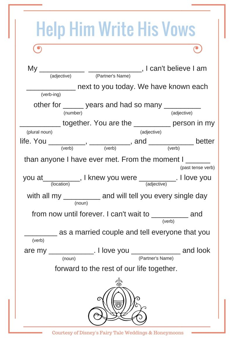 Help The Groom Write His Vows With These Wedding Mad Libs. This - Free Printable Wedding Mad Libs