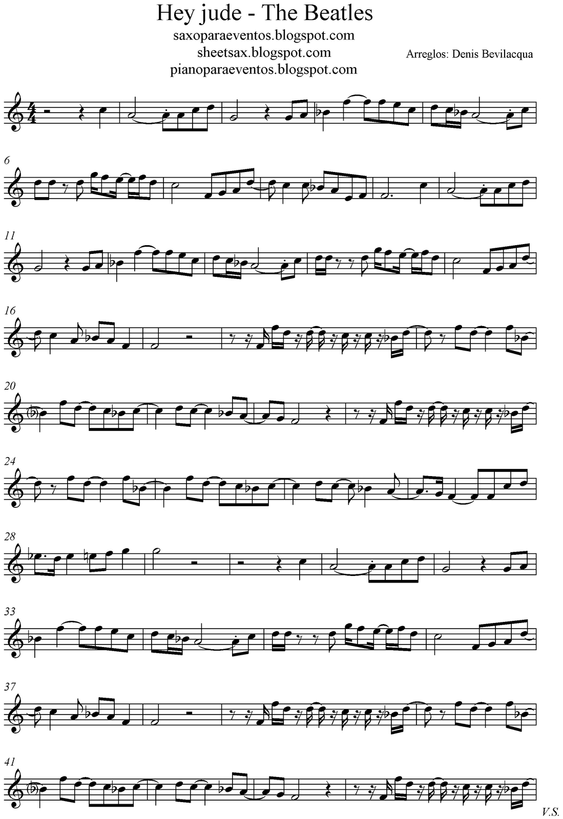 Hey Jude Sheet Music | Hey Jude - The Beatles Score And Track (Sheet - Free Printable Alto Saxophone Sheet Music Pink Panther