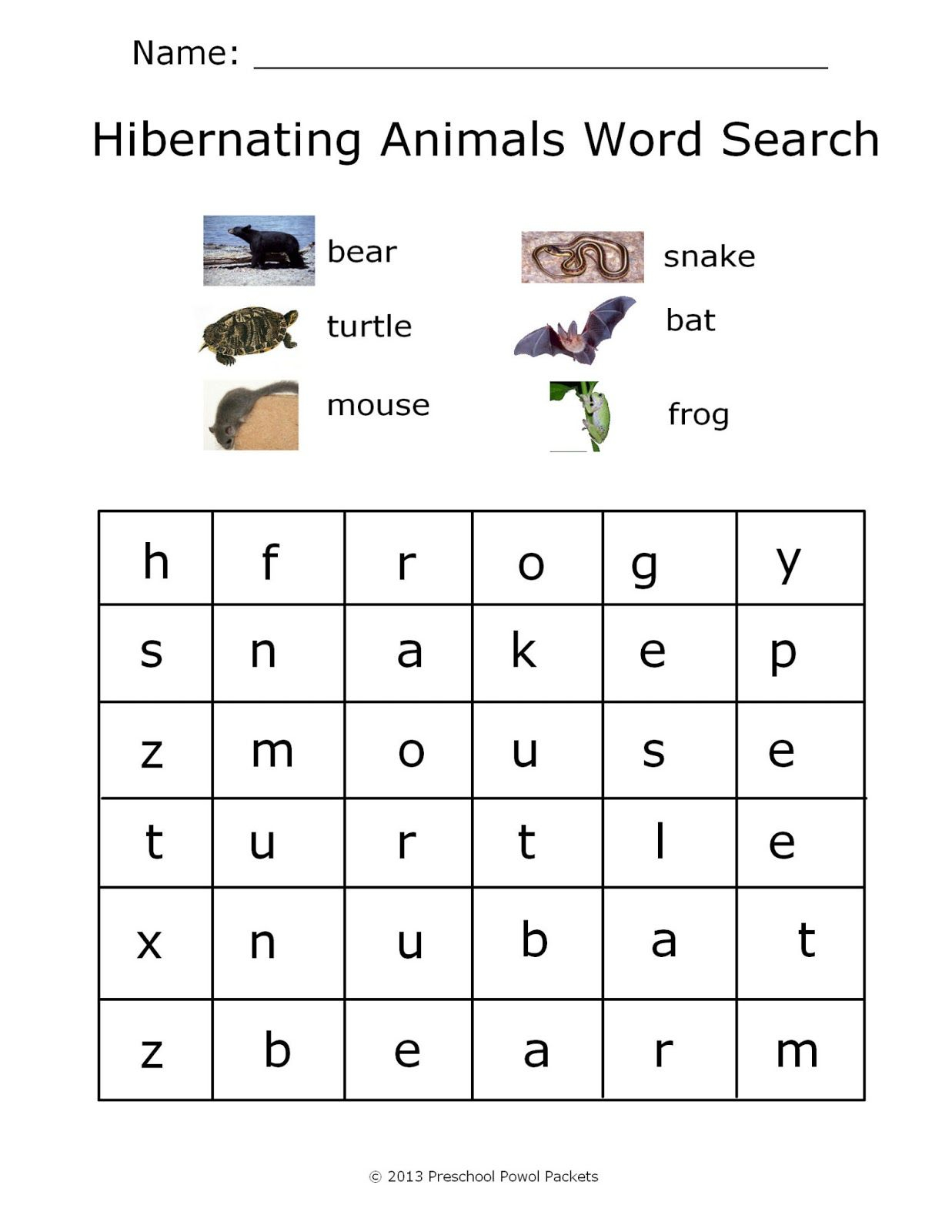 Hibernating Word Search Suitable For Prek | Hibernation | Pinterest - Free Printable Hibernation Worksheets