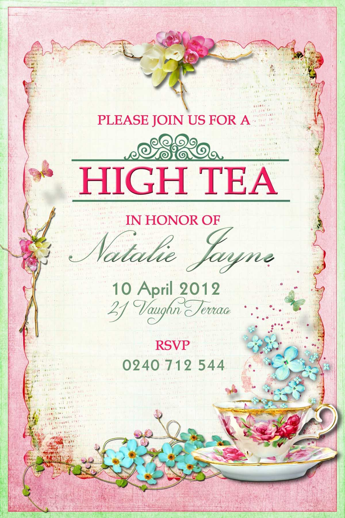 High Tea Invitation Idea | Vegan Tea Time Ⓥ In 2019 | High Tea - Free Printable Kitchen Tea Invitation Templates