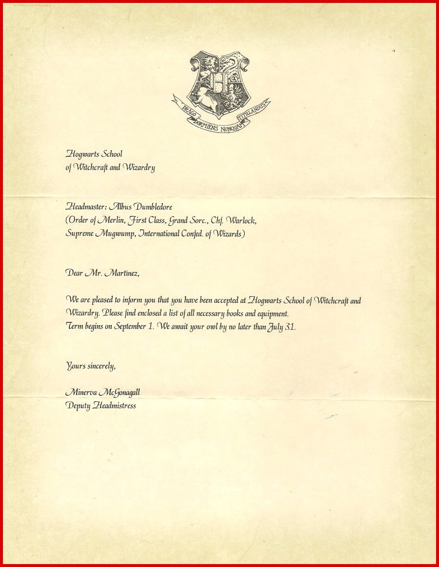 Hogwarts Acceptance Letter Template Pdf | Free Letter Templates For Word - Hogwarts Acceptance Letter Template Free Printable