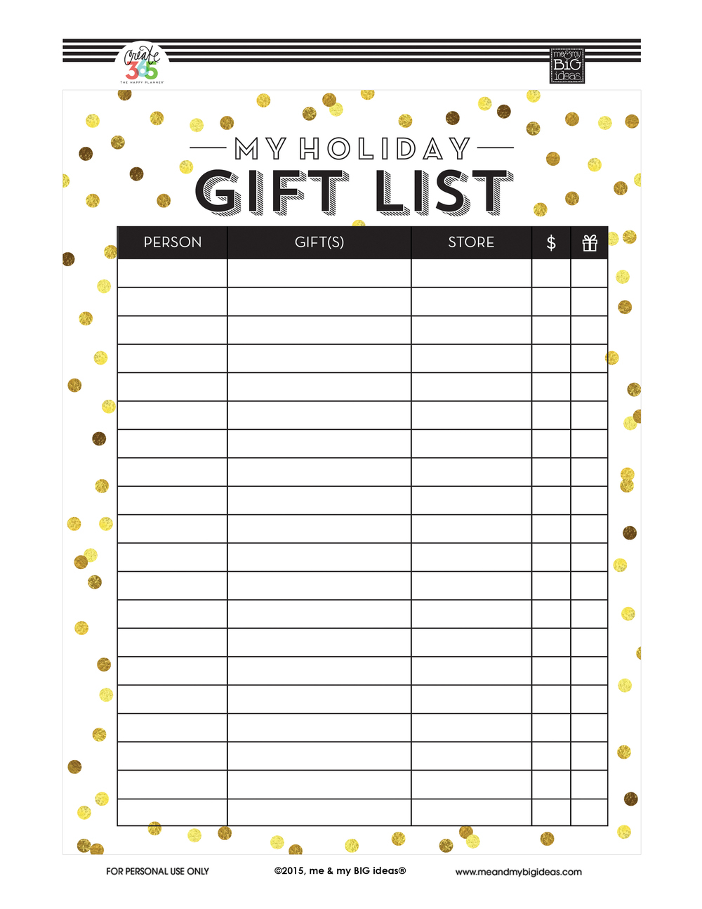 Holiday Gift List&amp;#039; Free Printables — Me &amp;amp; My Big Ideas - Free Printable Gift List