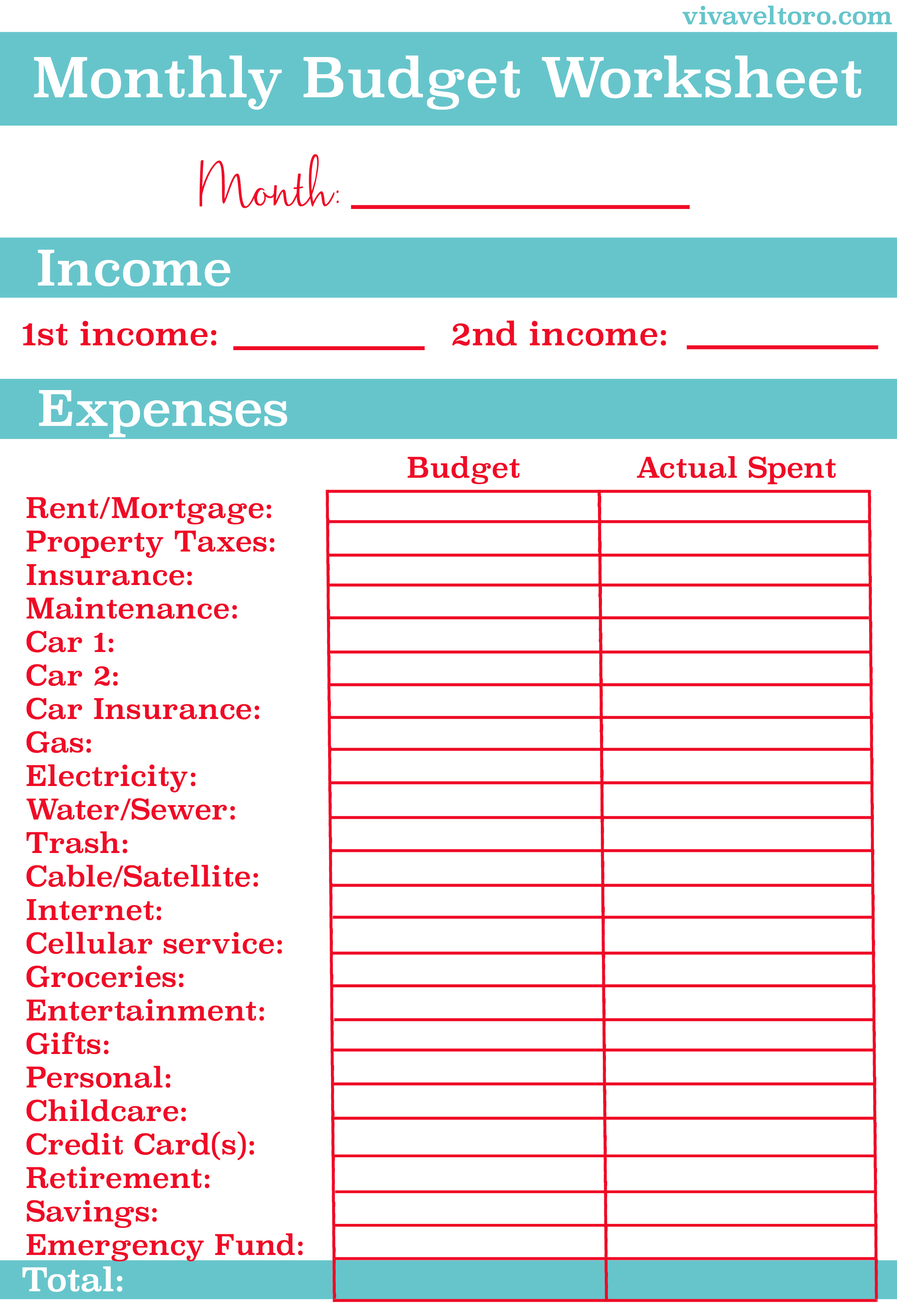 Household Budget Template Free Printable Budgeting Worksheets Sheet - Free Printable Budget Worksheets