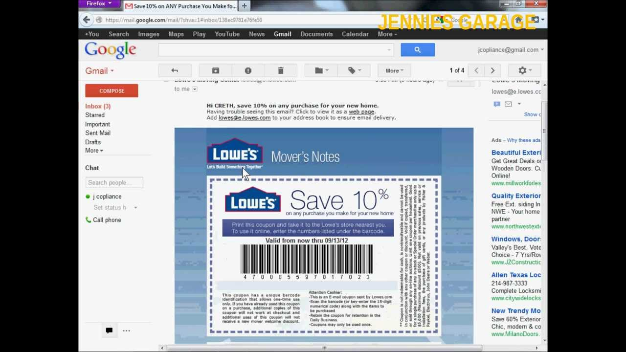 How To Get A Free Lowes 10% Off Coupon - Email Delivery - Youtube - Free Printable Lowes Coupons