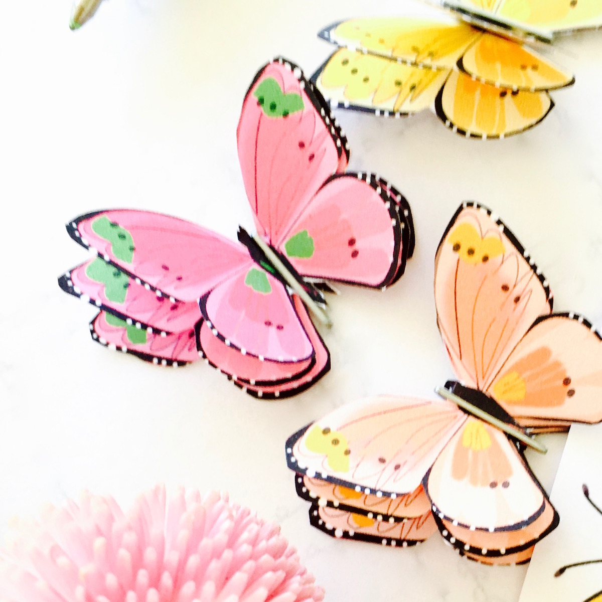How To Make A 3D Paper Butterfly + Free Printable Butterfly Sticker - Free Printable Butterfly