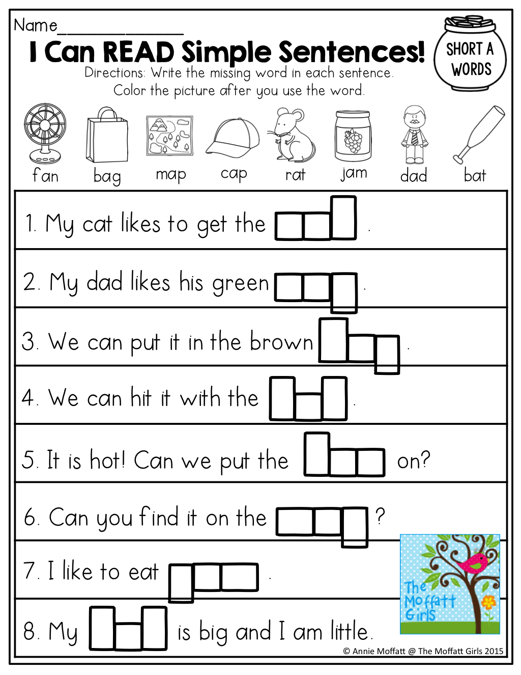 I Can Read! Simple Sentences With Cvc Words To Fill In! | March - Free Printable Cvc Worksheets