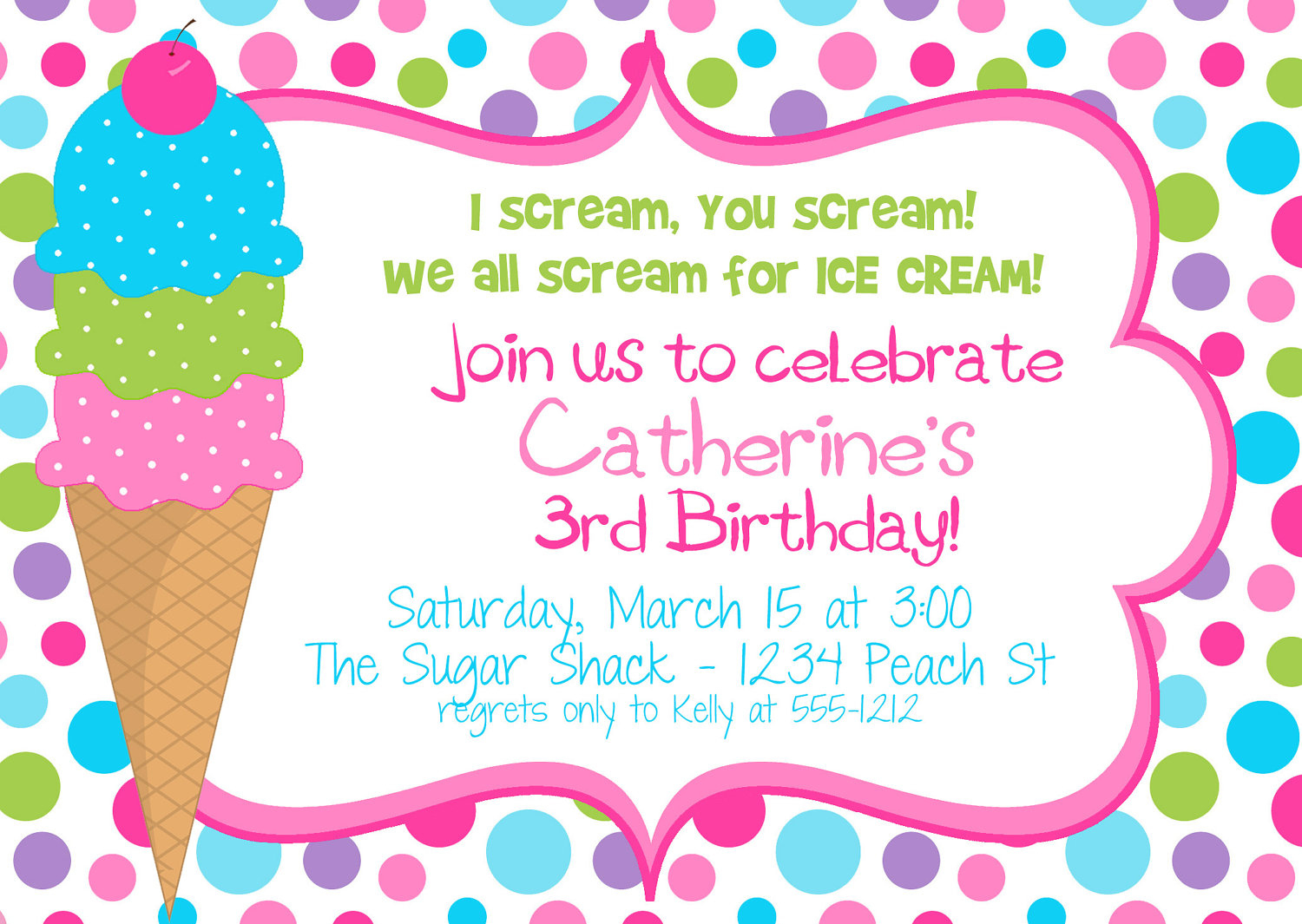 Ice Cream Party Invitations Ice Cream Party Invitations With An - Ice Cream Party Invitations Printable Free