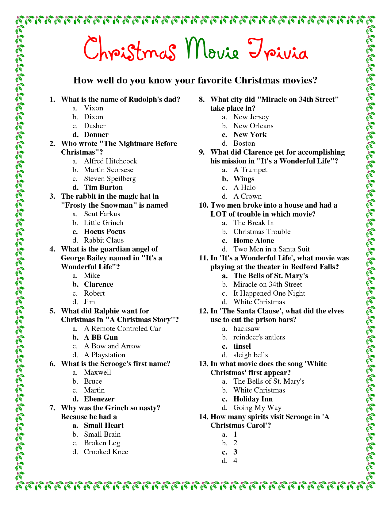 Free Printable Trivia Questions For Seniors