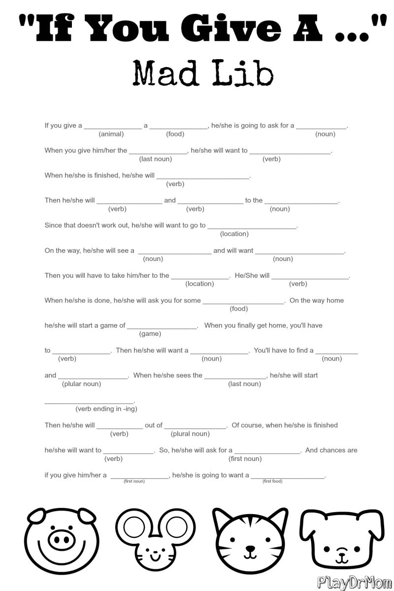 If You Give A &amp;quot; Mad Lib | Writing Activities For Kids | Pinterest - Free Printable Mad Libs
