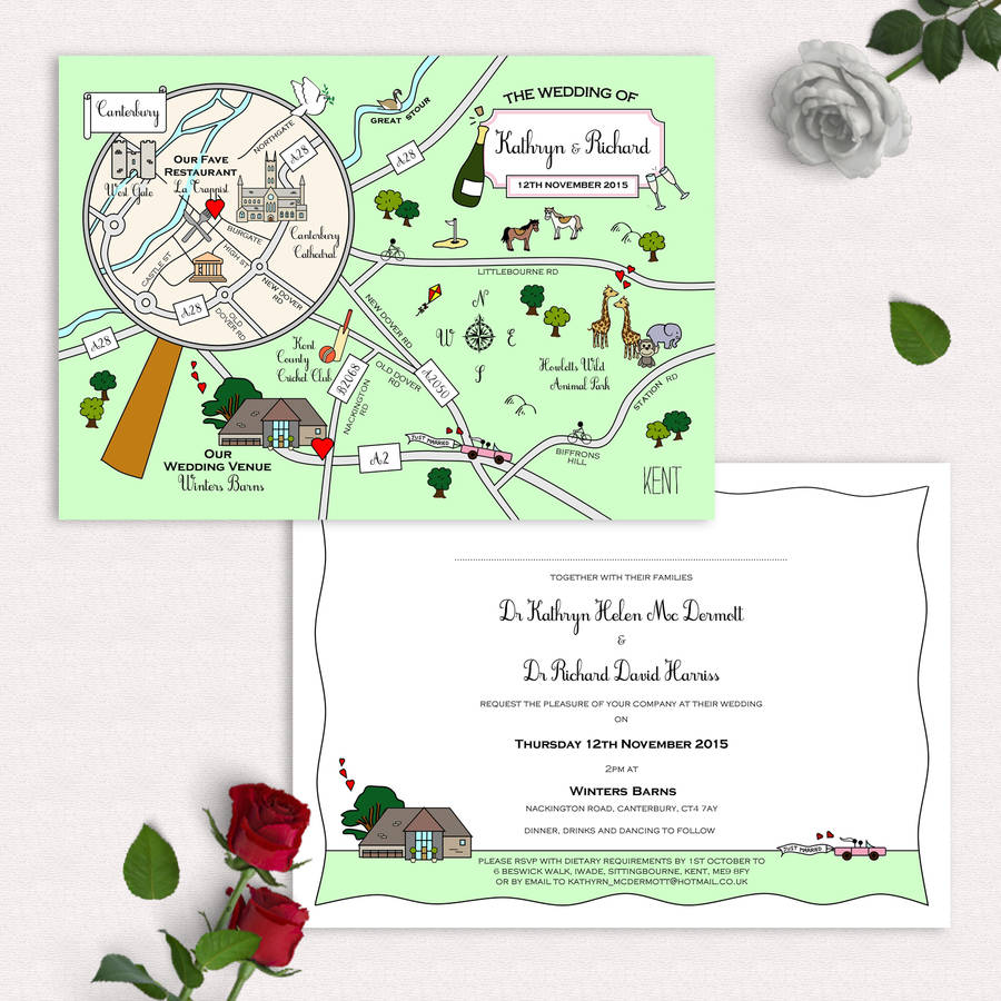 Illustrated Map Party Or Wedding Invitationcute Maps - Free Printable Wedding Maps