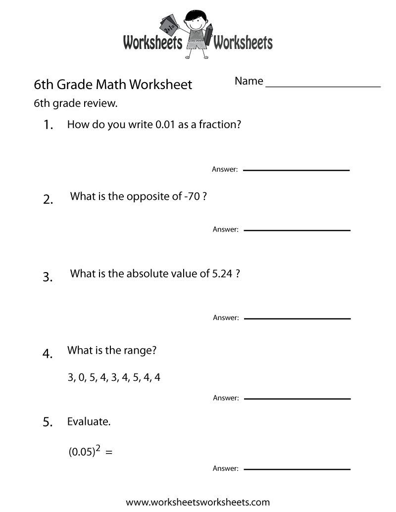 Image Result For Free Printable 6Th Grade Math Worksheets | Math - 6Th Grade Writing Worksheets Printable Free
