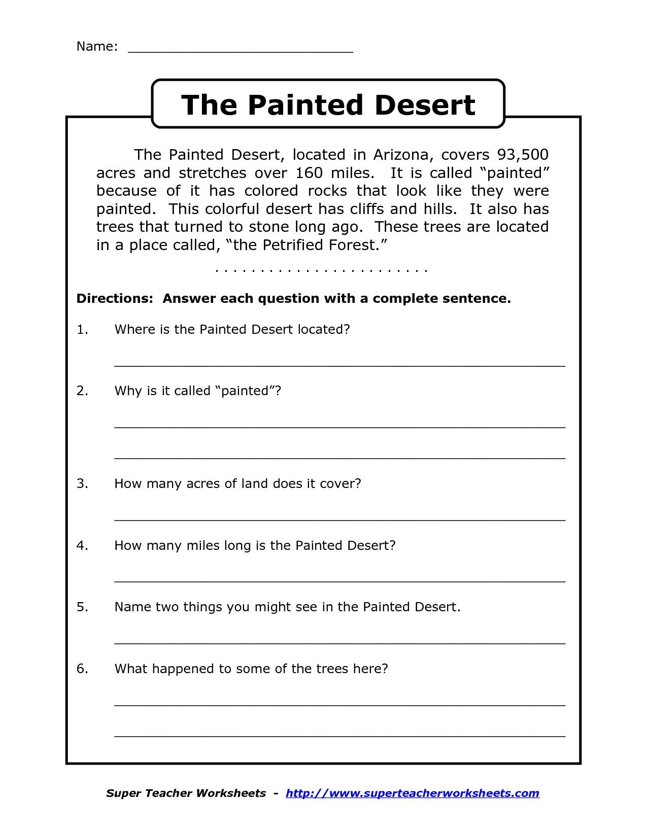 Free Printable English Comprehension Worksheets For Grade 4