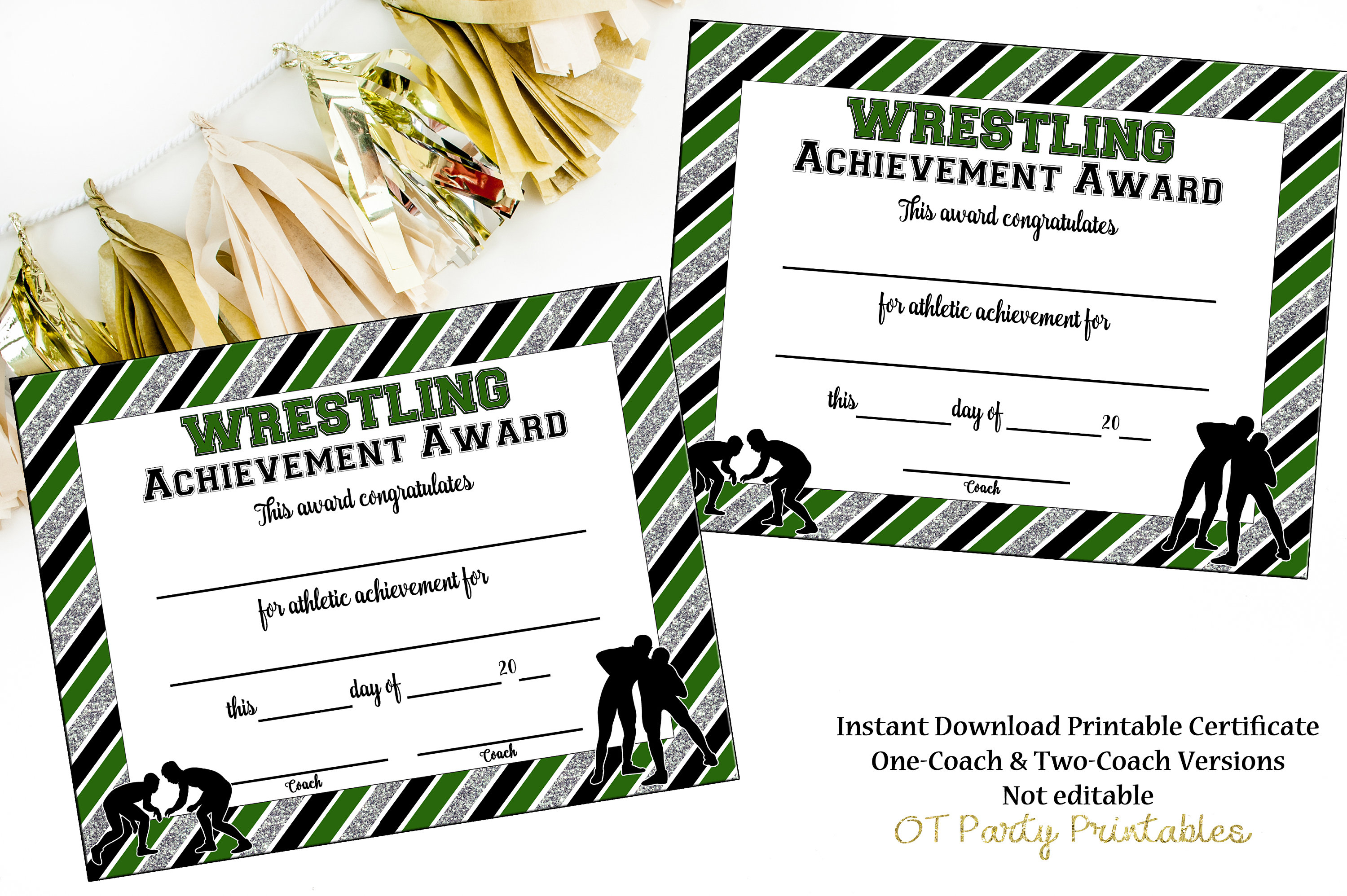 Instant Download Wrestling Award Wrestling Certificate | Etsy - Free Printable Wrestling Certificates