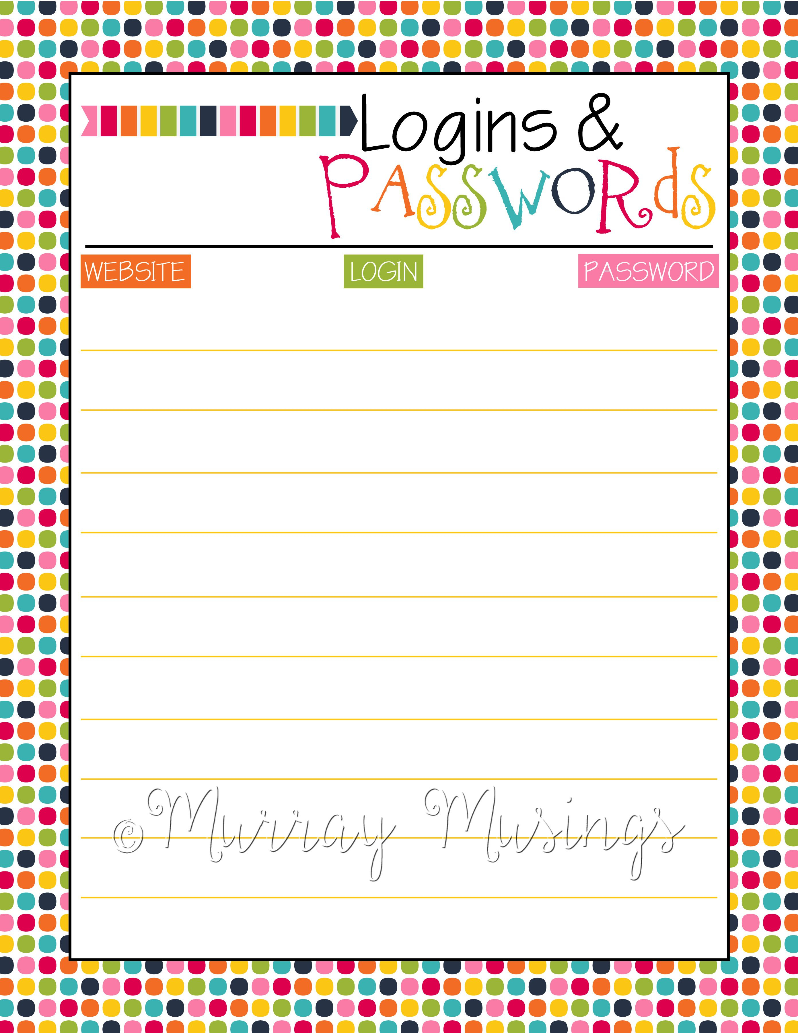 Internet Password Organizer Tracker Log ~ Free Printable - Free Printable Password Keeper