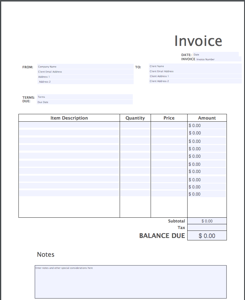 Invoice Template Pdf | Free From Invoice Simple - Free Printable Blank Invoice Sheet