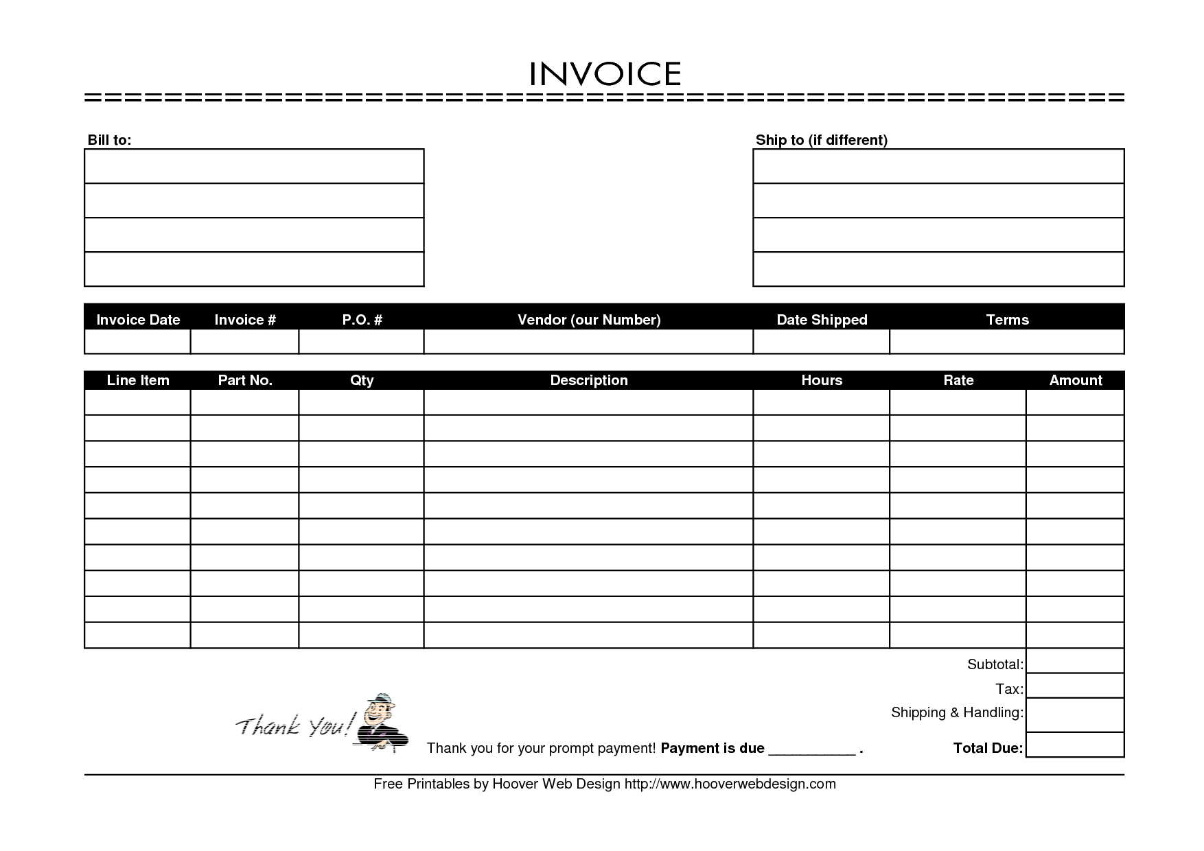 Invoice Templates Printable Free | Free Printable Invoice Form - Free Bill Invoice Template Printable