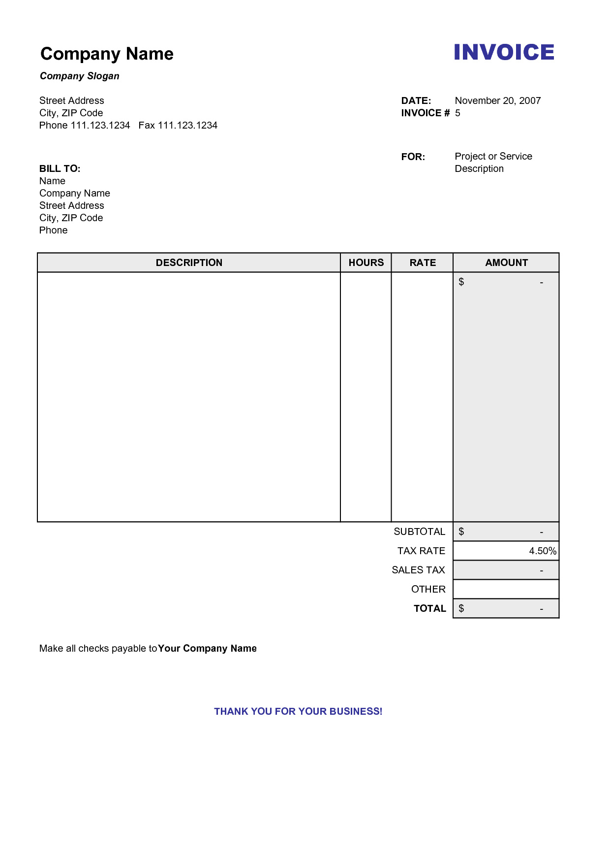 Invoice Templates Printable Free Word Doc – Spreadsheet Collections - Invoice Templates Printable Free Word Doc