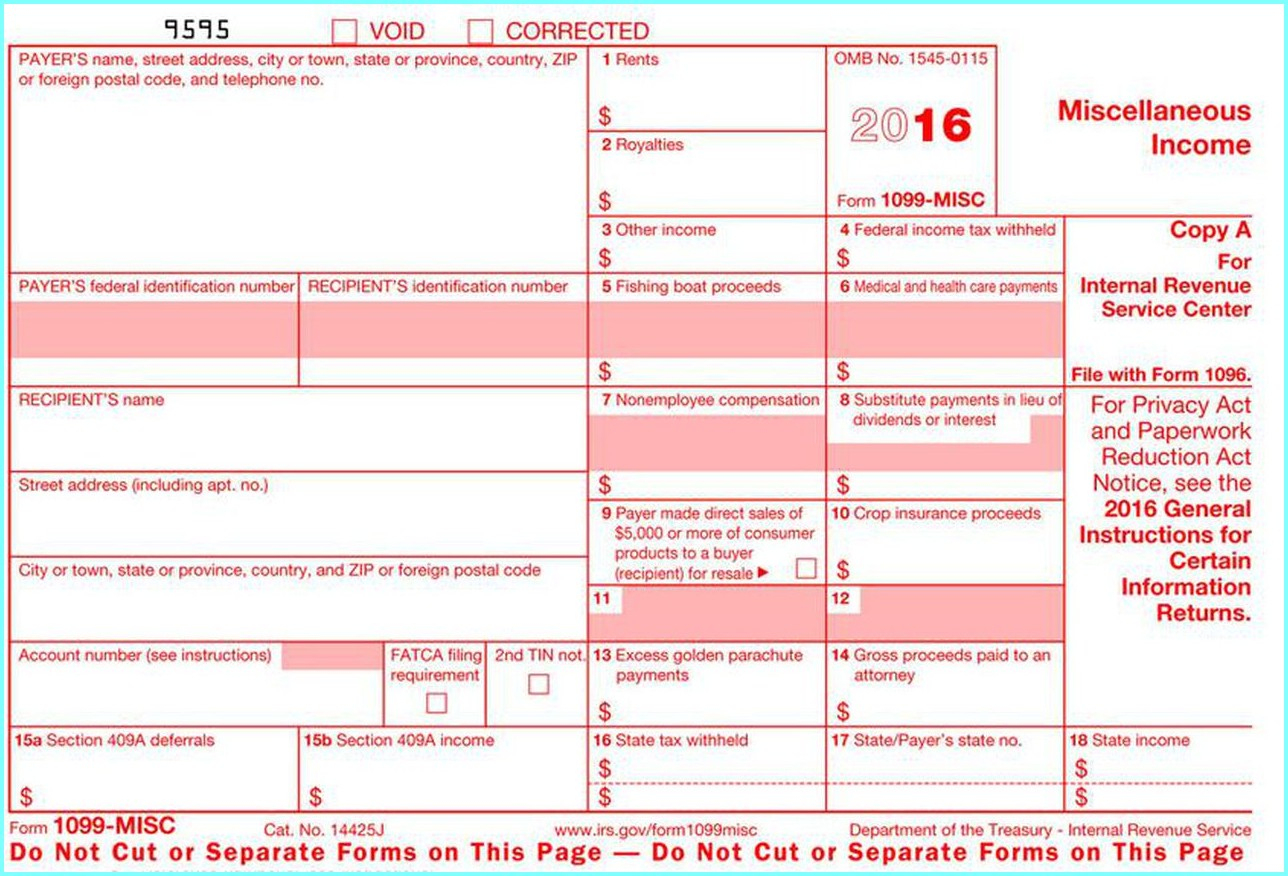 Irs Form 1099 Misc 2016 Printable - Form : Resume Examples #5K4R11Kqap - Free Printable 1099 Form 2016