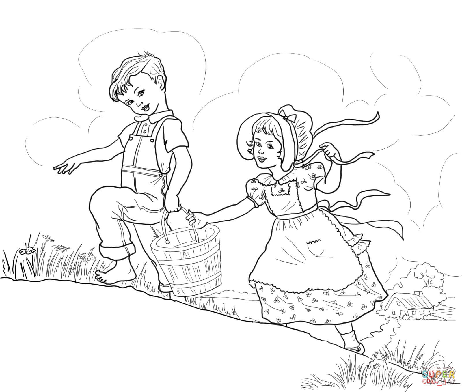 Jack And Jill Nursery Rhyme Coloring Page | Free Printable Coloring - Free Printable Nursery Rhyme Coloring Pages