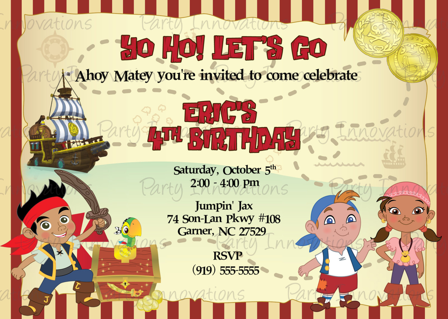 Jake Invitation Template Images Invitation Sample And Jake And - Free Printable Jake And The Neverland Pirates Cupcake Toppers