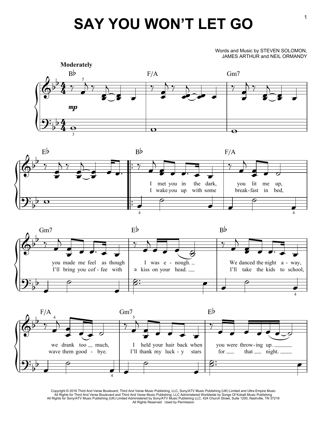 James Arthur &amp;quot;say You Won&amp;#039;t Let Go&amp;quot; Sheet Music Notes, Chords - Let It Go Violin Sheet Music Free Printable