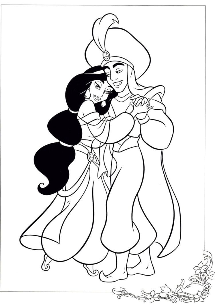 Jasmine Dancing With Aladdin Coloring Pages | Disney Coloring Pages - Free Printable Princess Jasmine Coloring Pages