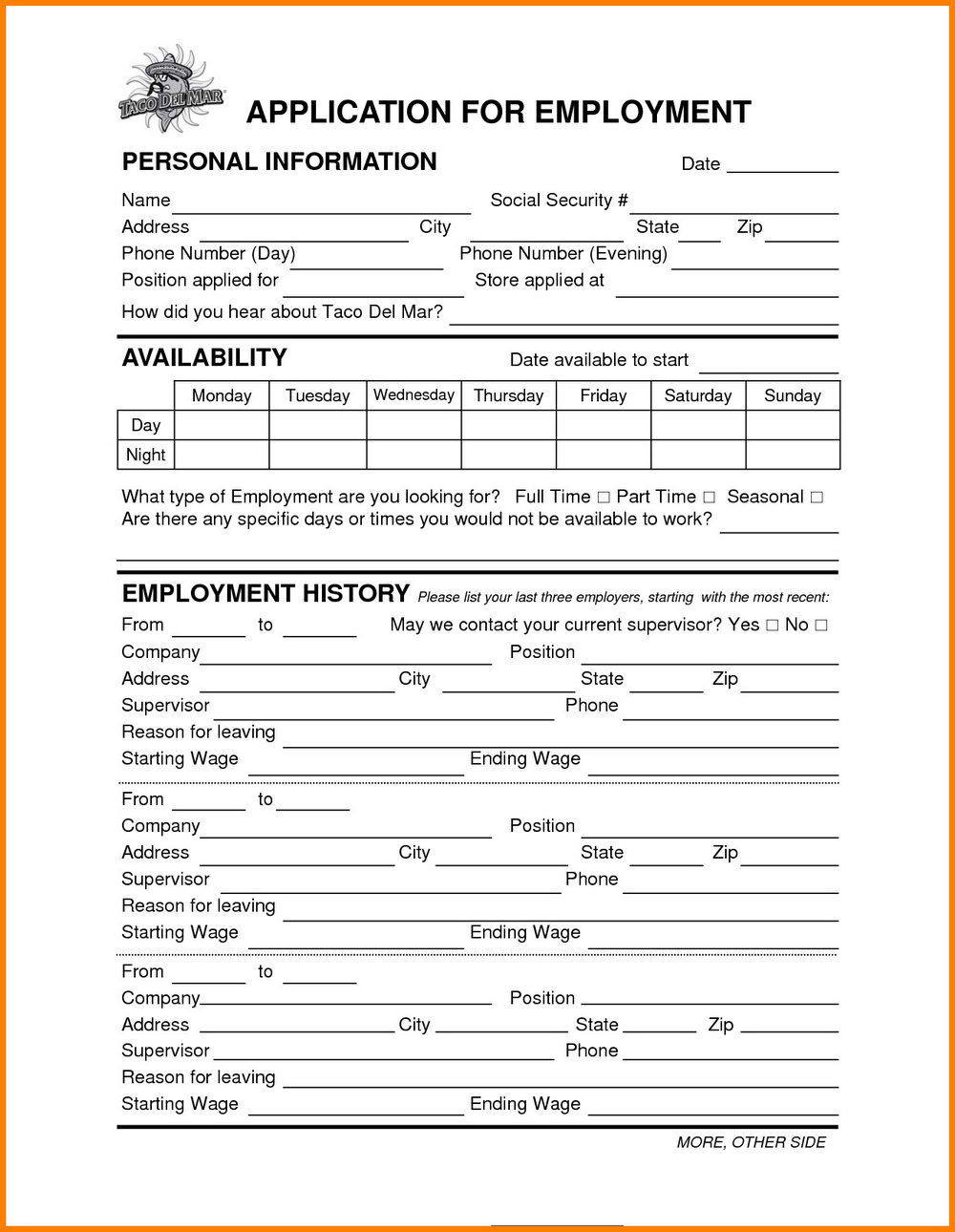 Job Application For Taco Bell Printable | Mbm Legal - Free Printable Taco Bell Application