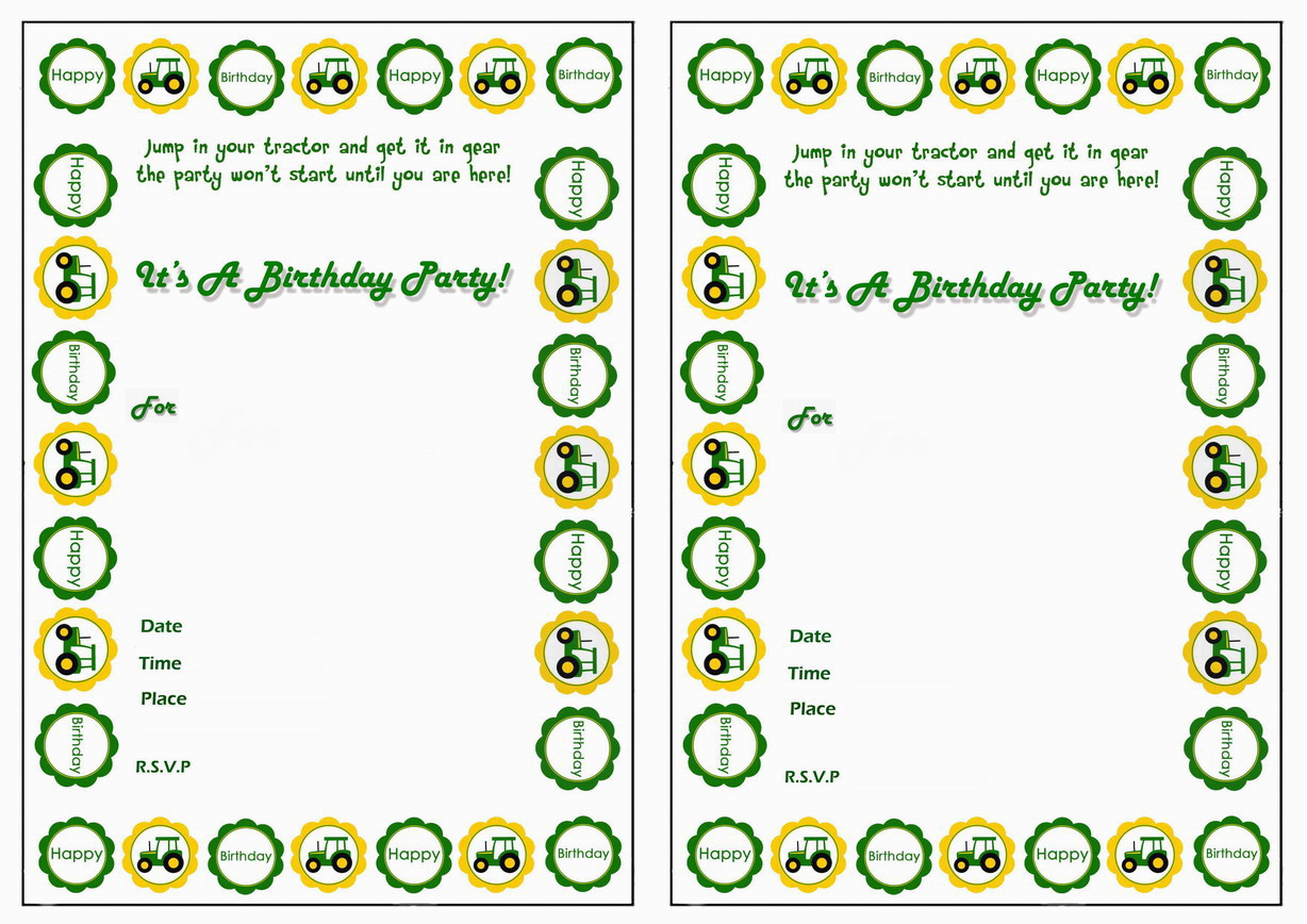 John Deere Birthday Invitations | Birthday Printable - Free Printable John Deere Birthday Invitations