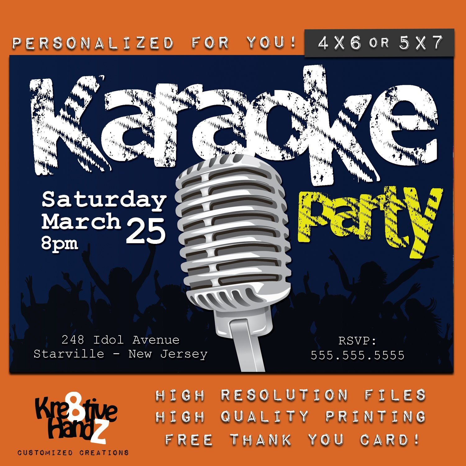 Karaoke Party Invitation Personalized Printable Karaoke Theme | Etsy - Free Printable Karaoke Party Invitations