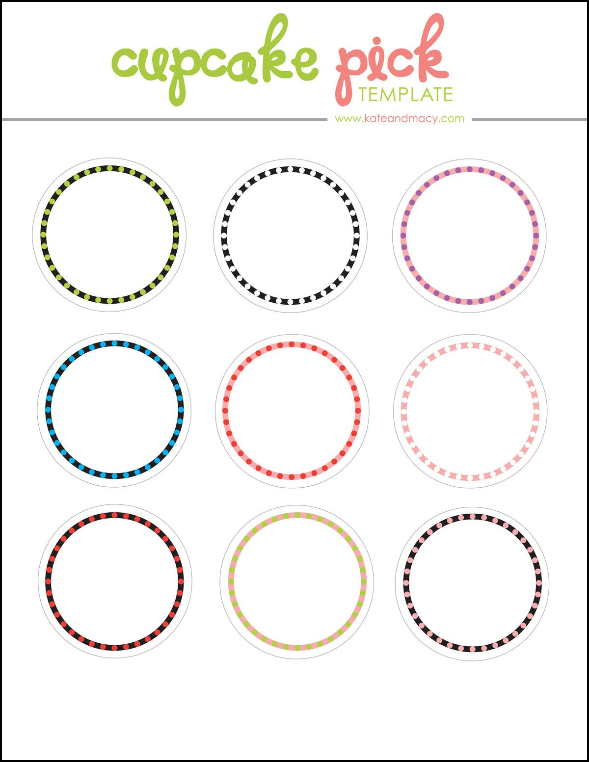 Kate: Free Digital Cupcake Pick Topper Template | Printables - Cupcake Flags Printable Free