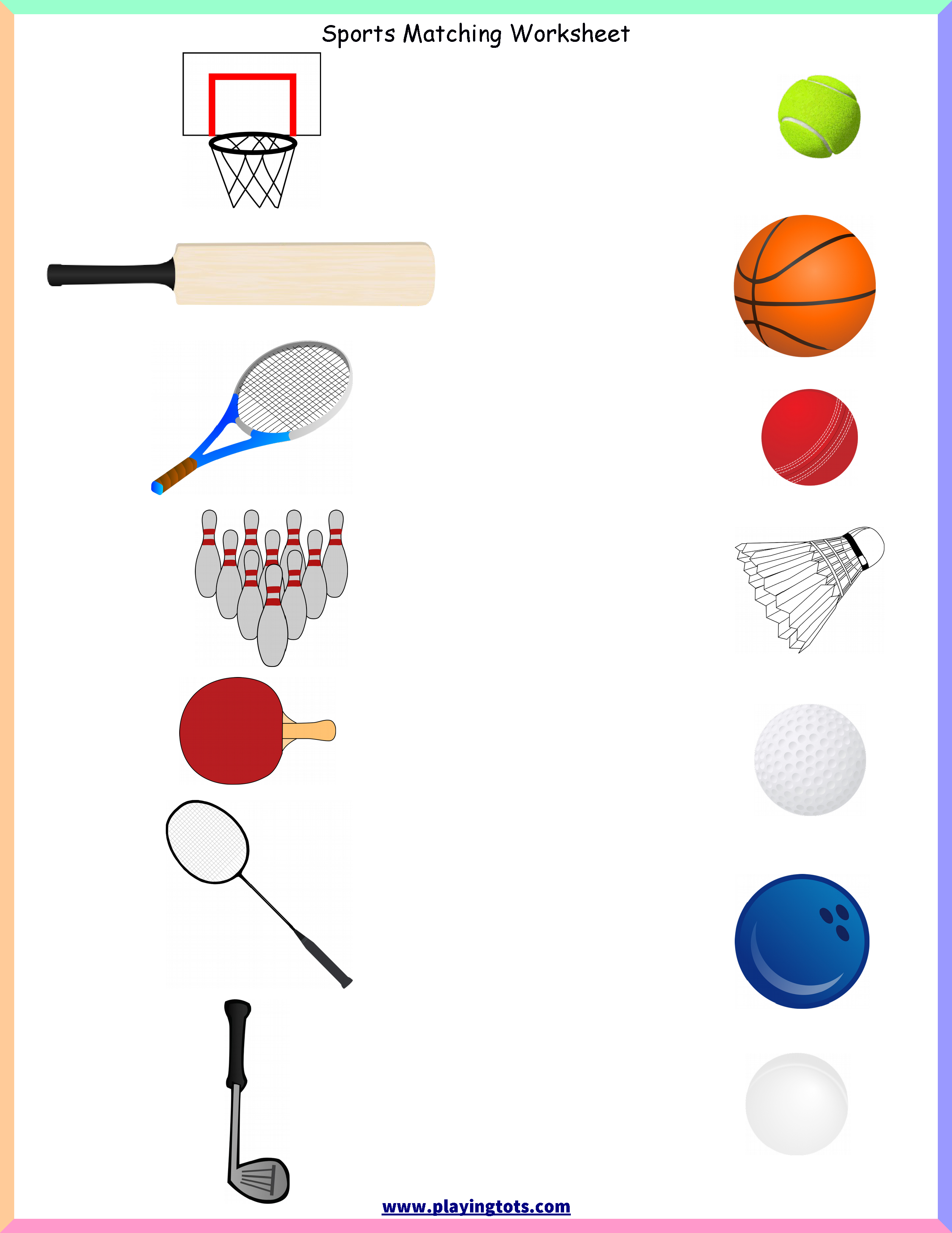 Keywords: Matching,activities,sports,ball,bat,games,toddler,free - Free Printable Toddler Matching Games