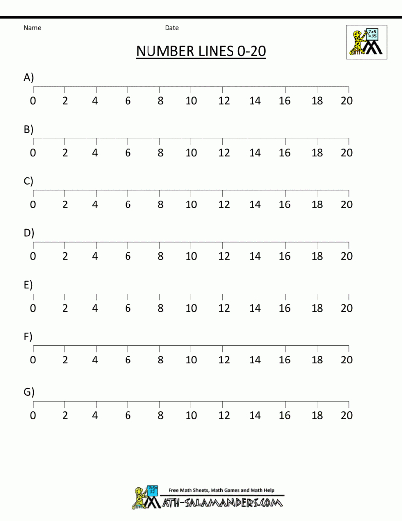 Kids : Integer Number Line Integer 0 20 1-20 Number Line 1-20 Number - Free Printable Number Line For Kids