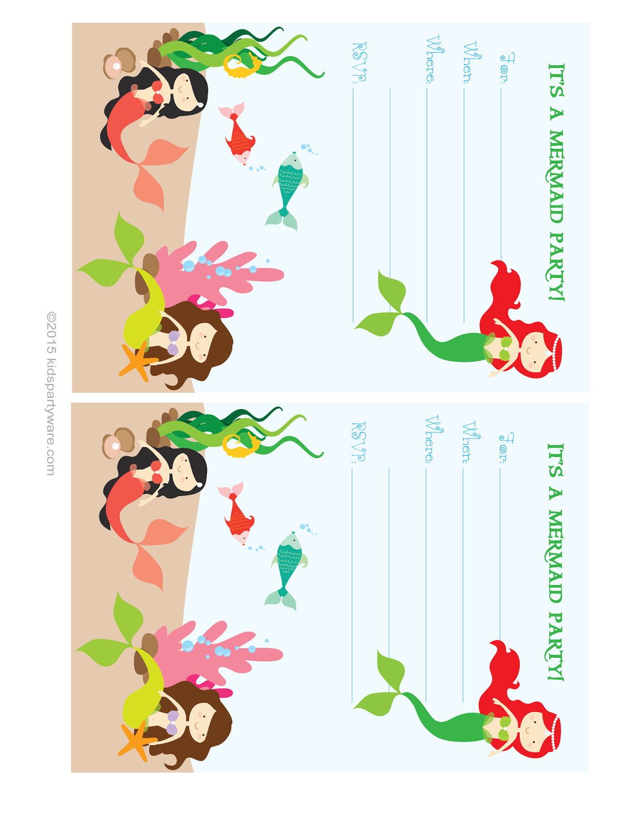 Kids Party Supplies: Mermaid Invitation Free Printable Download - Mermaid Birthday Invitations Free Printable