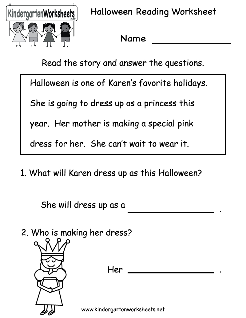 Kindergarten Halloween Reading Worksheet Printable | Free Halloween - Free Printable Reading Activities For Kindergarten